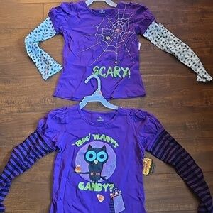 2 Long Sleeve Halloween Shirts Size M 7-8